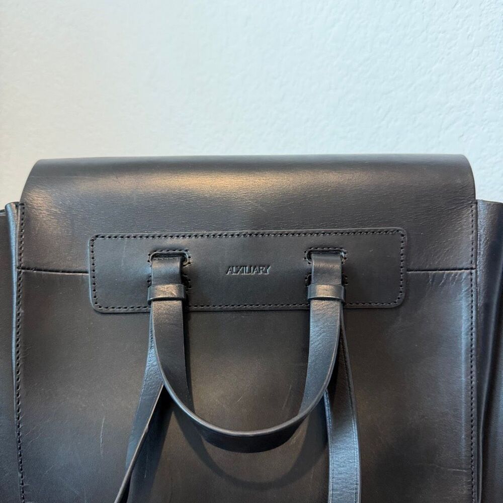 Aritzia Alxiliary Black Smooth Leather De Bray Backpack Book Bag Purse Women's - Picture 7 of 13